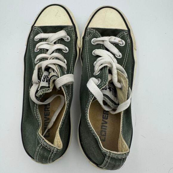 Converse Chuck Taylor All Star Low Top Green Canvas Sneakers Unisex Sz W5 / M3 - Picture 6 of 8